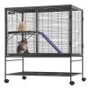 VEVOR 39" Metal Small Animal Cage 2-Tier Rolling Ferret Cage with Tray A Ramp