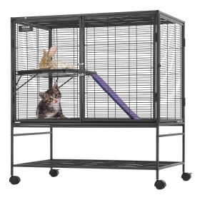VEVOR 39" Metal Small Animal Cage 2-Tier Rolling Ferret Cage with Tray A Ramp