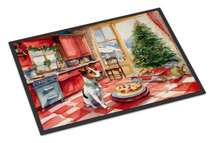 Jack Russell Terrier Christmas Cookies Doormat Front Door Mat Indoor Outdoor Rugs for Entryway, Non Slip Washable Low Pile, 24H X 36W