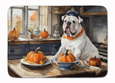 English Bulldog Fall Kitchen Pumpkins Memory Foam Kitchen Mat Machine Washable Anti-Fatigue Mat Cushion Comfort Bath Mat or Kitchen Rug