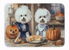 Bichon Frise Fall Kitchen Pumpkins Memory Foam Kitchen Mat Machine Washable Anti-Fatigue Mat Cushion Comfort Bath Mat or Kitchen Rug