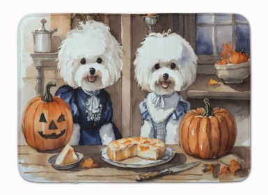 Bichon Frise Fall Kitchen Pumpkins Memory Foam Kitchen Mat Machine Washable Anti-Fatigue Mat Cushion Comfort Bath Mat or Kitchen Rug