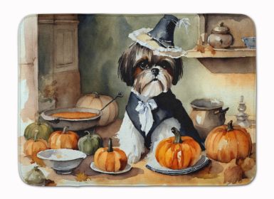 Shih Tzu Fall Kitchen Pumpkins Memory Foam Kitchen Mat Machine Washable Anti-Fatigue Mat Cushion Comfort Bath Mat or Kitchen Rug