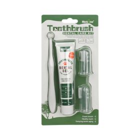 Oral Hygiene Kit For Cats And Dogs 3 Piece Set With Dual Ended Toothbrush, Finger Brush, And Poultry Flavor Tube Of Toothpaste Remove Plaque Tart (Option: Vanilla Flavor)