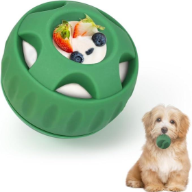 Dog Chew Toys For Puppies And Treat Trays, Long-Lasting Refillable Treat Toys And Silicone, Dog Treat Molds, Reusable, Dishwasher Safe, Suitable (Option: Single Ball green)