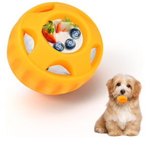 Dog Chew Toys For Puppies And Treat Trays, Long-Lasting Refillable Treat Toys And Silicone, Dog Treat Molds, Reusable, Dishwasher Safe, Suitable (Option: Single Ball yellow)